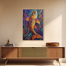 Trout Fish, Underwater, Nature, Framed Canvas Print, fishing cabin decor, wildlife art, nature lover gift, colorful lake house wall art