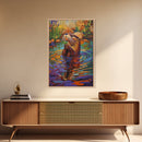 Whimsical Otter Art, Animal Lover Gift, Vibrant Nature Print, Wildlife Decor, Framed Canvas Print, Nursery Wall Art, playful artwork