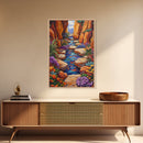 Desert Oasis, Wildflower Stream, Canyon Art, Boho Decor, Eclectic Home Style, Kitchen Wall Art, Canvas Print, Colorful Nature Painting