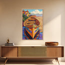 Painted Boat, Coastal Home, Nautical Style, Vibrant Beach Scene, Seaside Decor, Bathroom Wall Art, Canvas Print, Summer Vibes Art
