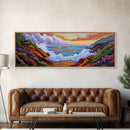 Crashing Waves Painting, Rocky Shoreline View, Sunset Coastal Landscape, Framed Canvas Print, Nautical Art, Living Room Decor