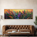 Tropical Leaves, Jungle Garden, Sunset Foliage, Kitchen Decor, Canvas Print, Bright Botanical Art, Vibrant Plant Wall Art