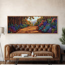 Forest Path, Nature Walk, Vibrant Trail, Framed Canvas Print, woodland art, rustic cabin decor, Autumn wall piece, nature lover gift