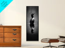 Reflected Loon, Lake Silence, Bird Mirror, Wildlife Art, Moody Black White Framed Canvas Print, Study Nature Wall Decor Minimalist Style