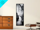 Waterfall Rocks, Mountain Mist, River Flow, Canvas Print, Black And White Landscape Art, Nature Bedroom Decor, Zen Retreat Wall Piece