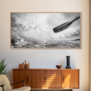 Water Splash Paddle, Adventure Photography, Kayaking Ocean Scene, Framed Canvas Print, Modern Bathroom or Coastal Wall Art