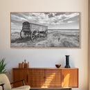 Prairie Wagon, Western Landscape, Old West Photography, Framed Canvas Print, Farmhouse Entryway or Rustic Fall Living Room Art