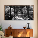 Serene Garden Pathway, Nature Tunnel Walk, Tropical Jungle Scene, Framed Canvas Print, Minimalist Art, Living Room Wall Decor