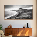 Cliffside Shoreline, Coastal Landscape Art, Ocean Horizon Scene, Canvas Print, Living Room Wall Art, Modern Seaside Minimalist Decor