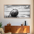 Weathered Buoy, Nautical Rope, Coastal Still Life, Beach Found Object, Framed Canvas Print, Beach House Art, Bathroom Wall Decor
