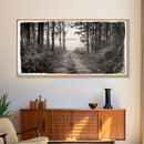 Forest Path, Island View, Vintage Border, Nature Trail, Canvas Print, Sepia Landscape Art, Entryway Wall Art, Woodland Photography Style