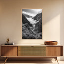 Foggy Mountain Valley, Nature Escape, Serene Wall Art, Framed Canvas Print, Adventure Photography, Cabin Autumn Decor