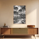 Forest Shadows, Tall Pines, Natural Light, Framed Canvas Print, woodland landscape, rustic cabin decor, autumn forest art