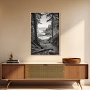 orest Cove, Ocean View, Pacific Trail, Framed Canvas Print, Coastal Nature Wall Art, Entryway Decor, Earthy Minimalist Photography