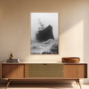 Haunted Ship, Foggy Sea, Maritime Ghost, Canvas Print, Nautical Wall Art, Pirate Ship Aesthetic, Halloween or Fall Home Decor