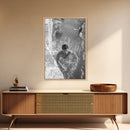 Swimmers, Summer Water, Beach Moment, Candid Photography, Framed Canvas Print, Bathroom Wall Art, Youthful Energetic Decor