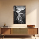 River Meets Sea, Forest Coast, Rugged Beauty, Sunset Flow, Canvas Print, Nature Wall Art, Moody Living Room Landscape
