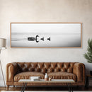 Duck Family, Serene Water, Peaceful Reflections, Canvas Print, Minimalist Animal Art, Nursery Wall Art, Calm Lake Photography