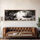 Ocean Cave, Coastal Trees, Natural Light, Canvas Print, tranquil coastal wall art, bedroom boho decor, dreamy nature scene artwork