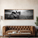 Western Horse Beach, Saddle Detail Horizon, Equestrian Art, Framed Canvas Print, Farmhouse Wall Art, Cowboy Country Decor
