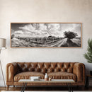 Vineyard Rows, Sunny Fields, Cloudy Sky, Canvas Print, Rustic Country Decor, Dining Room Wall Art, Wine Country Landscape, Farmhouse Style