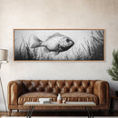 Underwater Fish, Aquatic Life, Marine Habitat, Ocean Depth, Framed Canvas Print, Bathroom Wall Art, Minimalist Nature Art, Sea Creature Decor