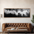 Ocean Wave, Aerial Surf, Coastal Abstract, Monochrome Motion, Framed Canvas Print, Modern Bathroom Art, Minimalist Art, Black and White Decor