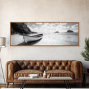 Rowboat, Sandy Cove, Island View, Canvas Print, Coastal Photography, Minimalist Beach Decor, Serene Bathroom or Bedroom Wall Art