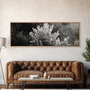 Frosted Bush, Winter Plant, Nature Closeup, Framed Canvas Print, Botanical Wall Art, Neutral Bedroom Decor, Rustic Autumn Style