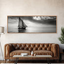 Sailboat, Ocean Horizon, Dramatic Sky, Framed Canvas Print, Nautical Wall Art, Minimalist Office Decor, Ocean Lover Photography