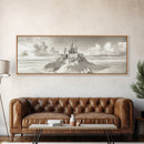 Fantasy Sand Castle, Seaside Kingdom, Dreamy Beach Scene, Magical Vibes, Framed Canvas Print, Kids Room Art, Whimsical Decor, Coastal Theme