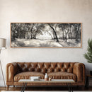 Dreamy Beach Forest, Sepia Trees, Canvas Print, Nature Wall Decor, Fall Bedroom Art, Rustic Woodland Landscape, Tree Shadow Light