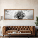Tribal Headdress, Cultural Art, Feathered Crown, Ocean Spirit, Canvas Print, Global Boho Art, Living Room Wall Decor, Ethnic Aesthetic