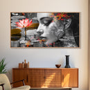 Tranquil Beauty, Water Lily, Zen Reflection, Peaceful Face, Framed Canvas Print, Minimalist Art, Spa Decor, Bedroom Wall Art, Nature Lover Gift