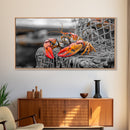 Bold Lobster, Nautical Art, Coastal Living, Red Claw, Framed Canvas Print, Beach House Wall Art, Kitchen Decor, Color Splash Style