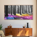 Rainbow Forest, Enchanted Woods, Dreamscape Landscape, Fantasy Nature, Framed Canvas Print whimsical nursery art, boho bedroom wall art