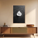 Monochrome Leaf, Nature Minimal, Still Life, Moody Art, Framed Canvas Print, Fall Wall Art, Kitchen Decor, Neutral Modern Aesthetic
