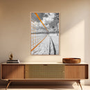 Volleyball Court, Sand and Net, Coastal Play, Framed Canvas Print, Sports Wall Art, Teen Room Decor, Summer Athletic Beach Vibes