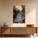 Rocky Trail, Autumn Leaves, Forest Path, Framed Canvas Print, Fall Nature Wall Art, Rustic Entryway Decor, Hiking Landscape Art