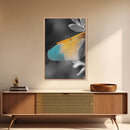 Wing Detail, Colorful Insect, Macro Nature, Blue Orange Wing, Framed Canvas Print, Natural Science Art, Entomology Wall Accent