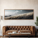 Golden Field, Windy Grass, Serene Meadow, Soft Light, Canvas Print, Minimalist Decor, Bedroom Wall Art, Neutral Landscape Art