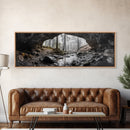 Forest Cave, Woodland Stream, Natural Light, Hidden Path, Framed Canvas Print, Cabin Wall Art, Rustic Decor, Adventure Photography