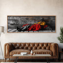 Cowboy Resting, Rustic Cabin Scene, Western Americana, Framed Canvas Print, Fall Wall Art, Bedroom or Study Western Style Decor
