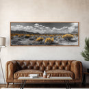 Desert Cactus, Southwestern Vibes, Golden Landscape, Boho Earth Tones, Framed Canvas Print, Entryway Wall Art, Desert Home Decor