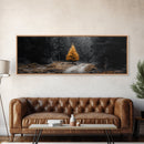 Lone Golden Tree, Forest Path Landscape, Moody Nature Wall Art, Framed Canvas Print, Minimalist Fall Decor, Entryway Accent Piece