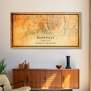 Nashville Map Print, Framed Canvas Wall Art, Tennessee Street Map Art, Davidson City Street Road Map Wall Decor