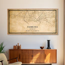 Panoramic Old Hamburg Germany City Map Wall Art Canvas Print, Vintage Style Hamburg Map, Framed Wall Art, Cool Hamburg Wall Art, Office Art