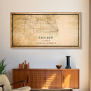 Distressed Chicago map print poster or framed canvas, Illinois road map print poster canvas, Chicago city map print poster canvas