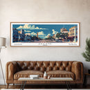 Abilene Texas Panoramic Painting, Mid Century Modern Framed Canvas Print, Retro Pop Art Travel Poster, Office Wall Art Decor, City Print