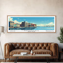 Providence Rhode Island Panoramic Wall Art, Mid Century Modern Framed Canvas Print, Retro Pop Art Travel Poster, City Art, Office Wall Decor, Living Room Art